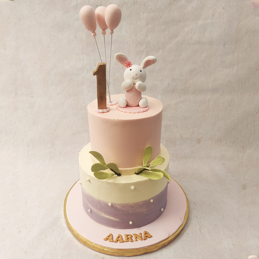 Two Tier Rabbit Theme cake | Bunny Cake | 2 Tier Bunny Birthday Cake ...