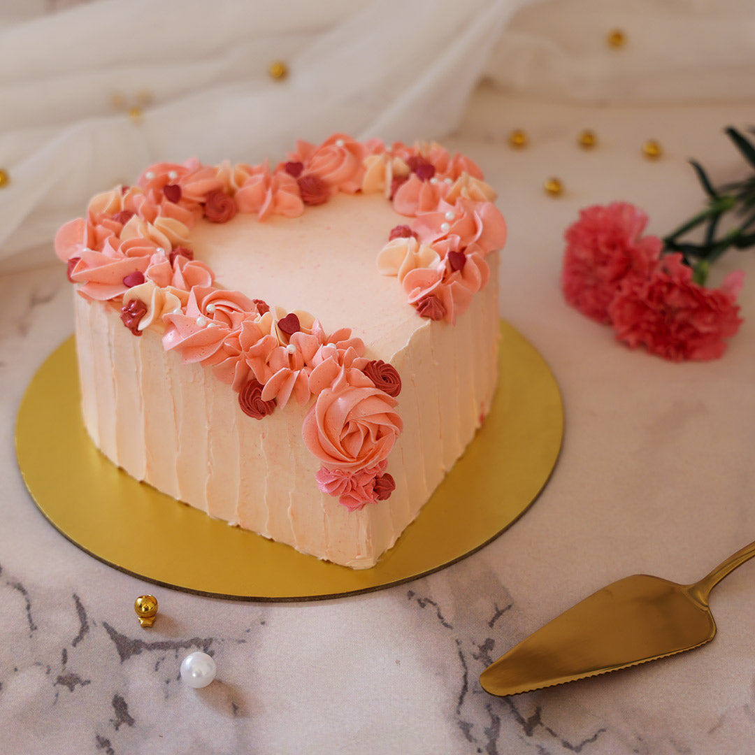 Valentine's Day Ombre Heart Cake - Beyond Frosting