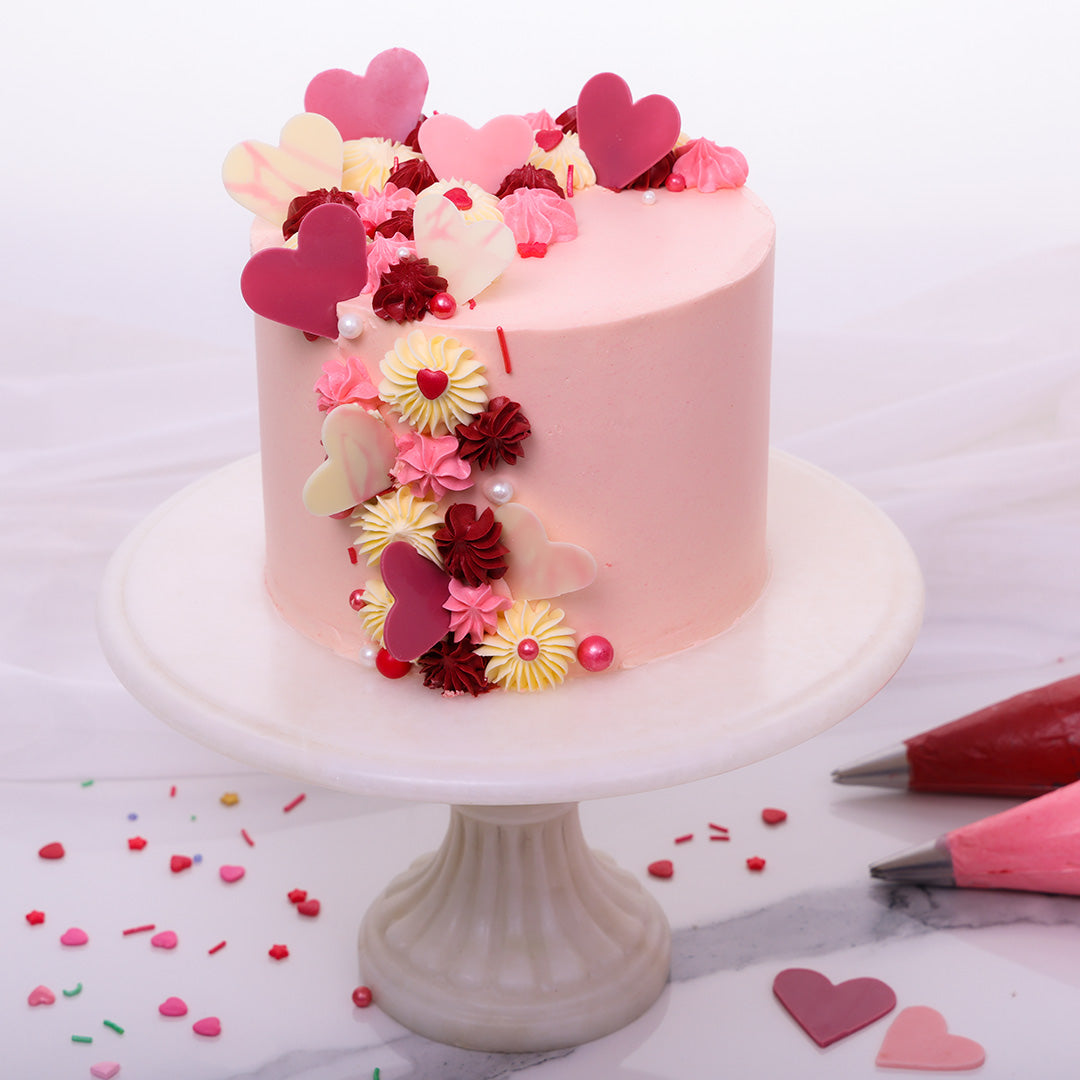 Red Velvet Strawberry Rose Cake