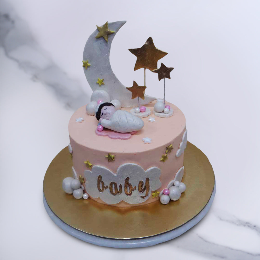 Buy Round Shaped Buttercream Baby Shower Poster CakeBaby Boy Shower Cake