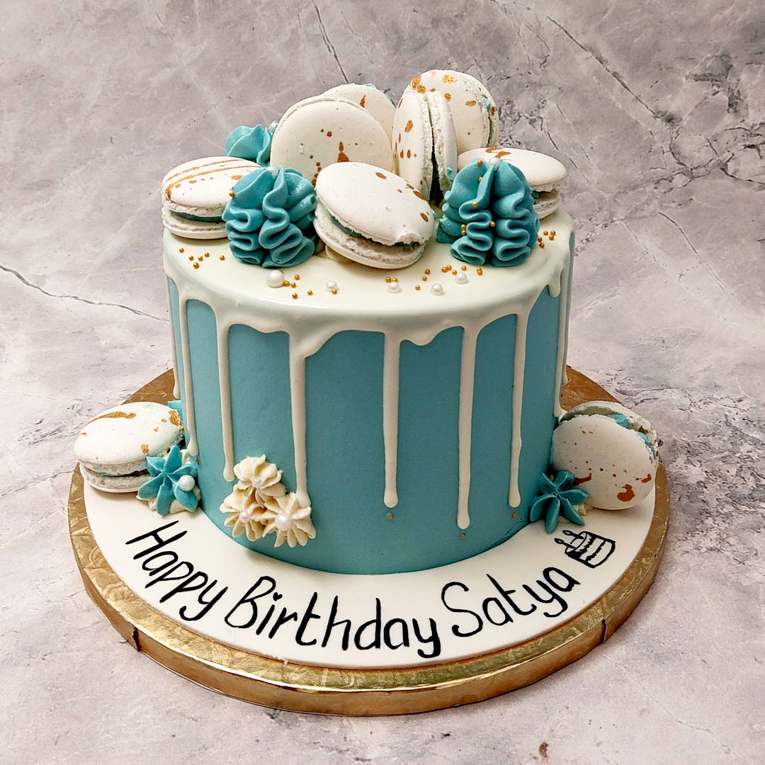 Pastel Blue Cake | Macaron Birthday Cake | Order Custom Cakes in ...