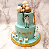 Like a picture taken straight out of a nursery magazine, this boy with balloon cake is a true blue dream on a platter. The design is entirely edible and completely customisable to your specifications, even into a boy holding balloons cake too.