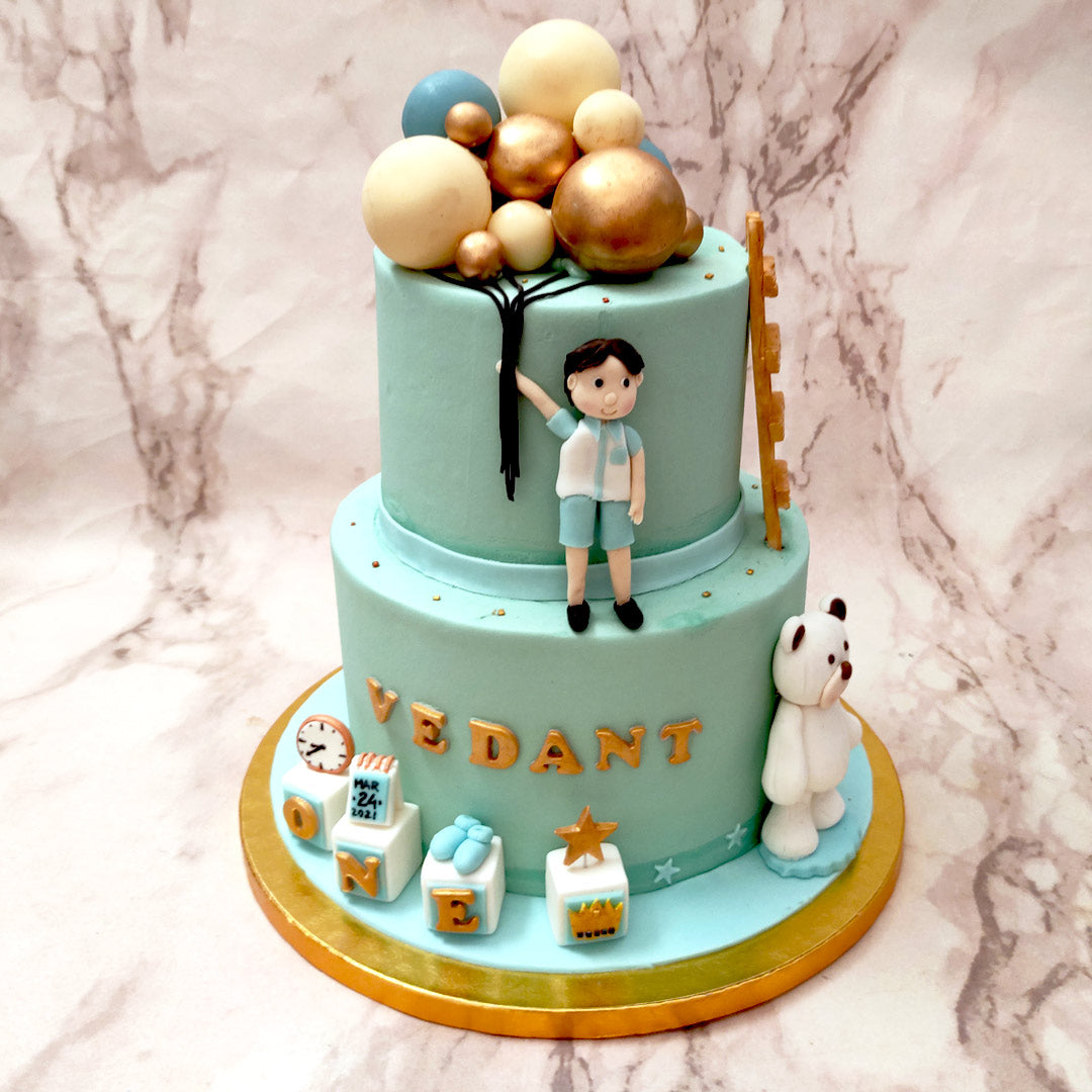 Boy With Balloon Cake | 1st Birthday Cake | Order Custom Cakes in ...