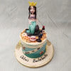 This bride to be cake design features an aquatic aesthetic of a mermaid princess posed as a beautiful bachelorette. This bride to be theme cake pays homage to anyone or anything that is as special and loved as these mythical beings.