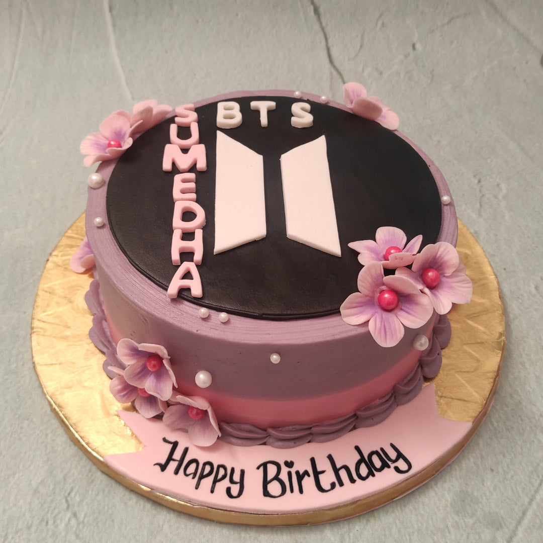 My wife is Huge BTS fan so I made her a BTS cake for her 30th! From scratch  strawberry cake, with homemade strawberry jam filling and cream cheese  frosting! : r/Baking