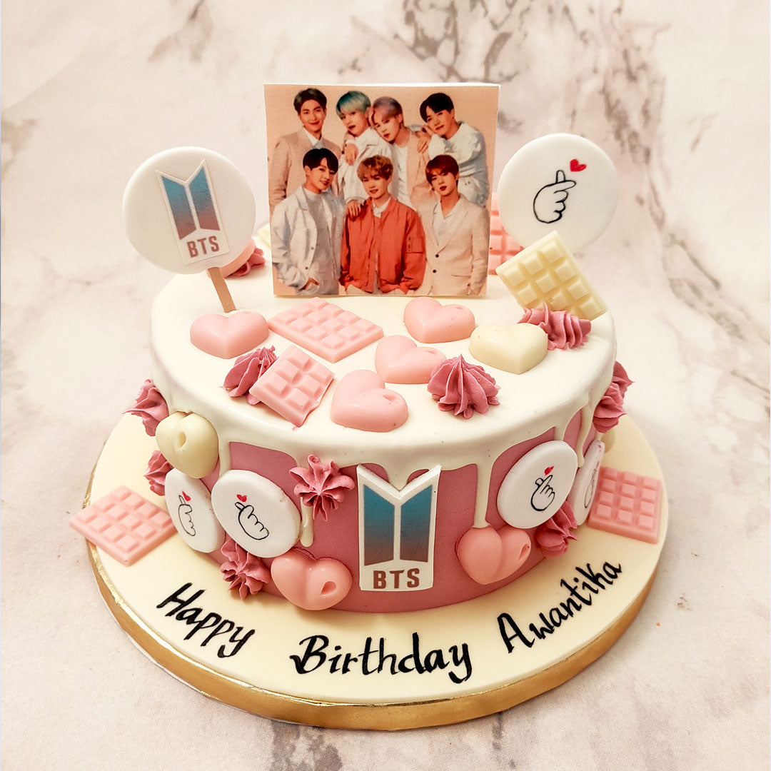 BTS Theme Cake / BLACKPINK Cake Design / K-Pop Cake Design - YouTube