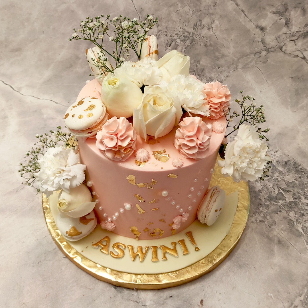 Pink Floral Macaron Cake | Birthday Cake for Wife | Order Custom ...