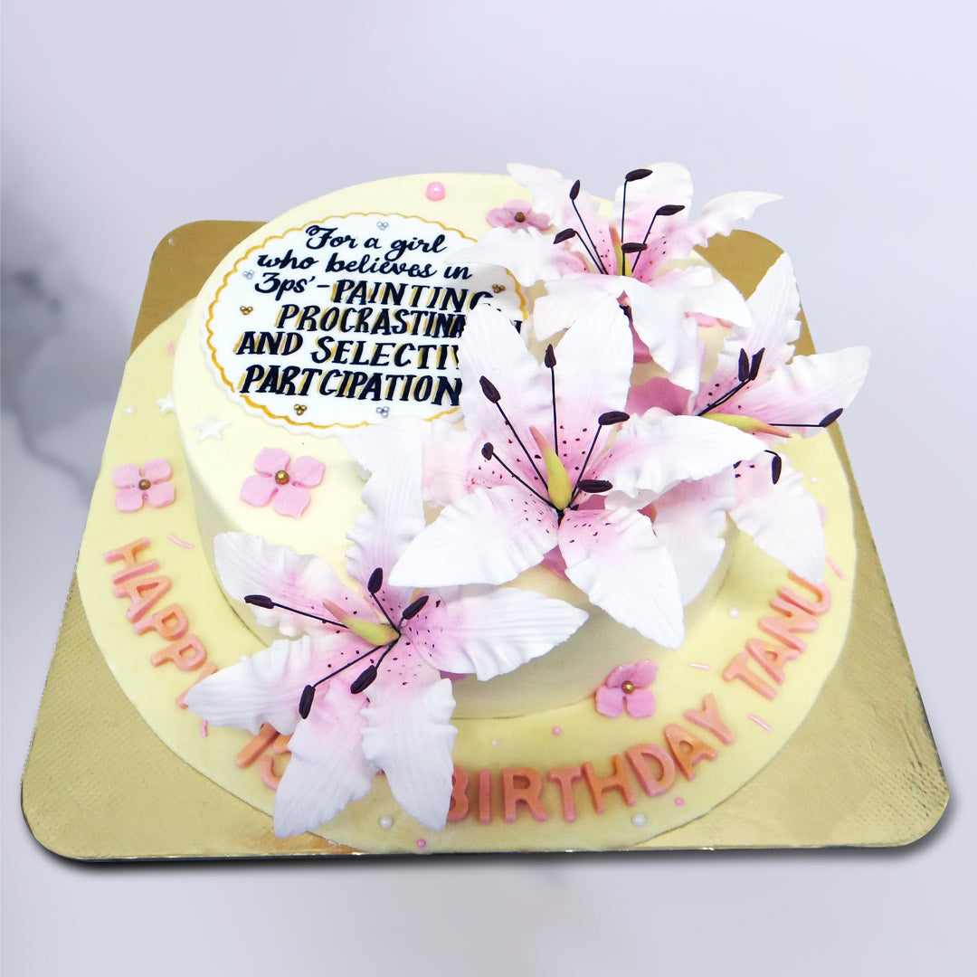 Lily Flower Birthday Cake | Cake for Her – Liliyum Patisserie & Cafe