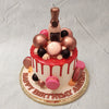 Here’s a miniature champagne bottle cake design that combines the two iconic elements of most festivities: popping open a bottle of champagne and eating cake! Whether it’s a promotion cake you desire or a call-it-as-you-see-it birthday cake with a champagne bottle on top, this celebration cake is perfect for any occasion that demands a toast.