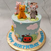 This Cocomelon animal cake is an edible replica of the Animal Dance Song episode of the popular toddler series: Cocomelon. To bring to life a tangible version of your kids favourite show, we’ve specially crafted this  Cocomelon birthday cake for kids