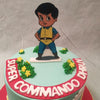 What could be cuter than a baby dressed in a Super Commando costume?  The baby on this comic character cake represents your own little one, who is dressed like Super Commando Dhruva, the infamous Indian comics superhero who appears in comic books by Raj Comics, making this the perfect birthday cake for kids
