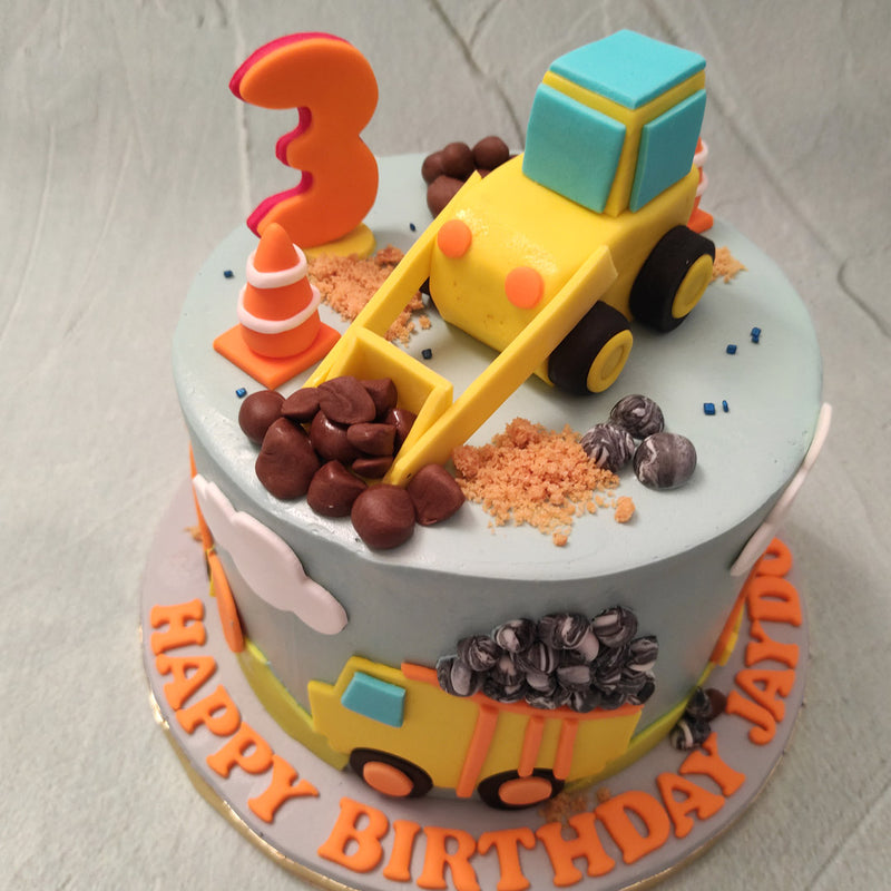  This construction site scene showcased is just one of many construction cake ideas that we could orchestrate to make your little one's celebrations more memorable as this construction birthday cake for kids,