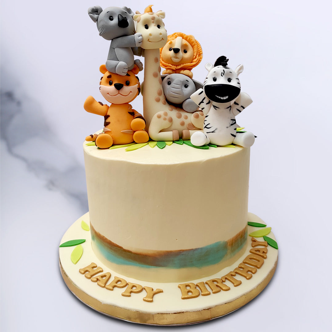 Baby Farm Animal Birthday Cake by Goodies Bakeshop