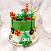 The design of this birthday cake for kids is grand and festive. Loaded with fun surprises and tangible, edible elements to bring joy to your heart, the base of this  Om Nom theme cake is in the same green colour as Om Nom.