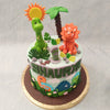 An oldie but a goldie, this dinosaur themed birthday cake pays homage to the past. This dinosaur theme cake is for the aspiring paleontologist in all of you