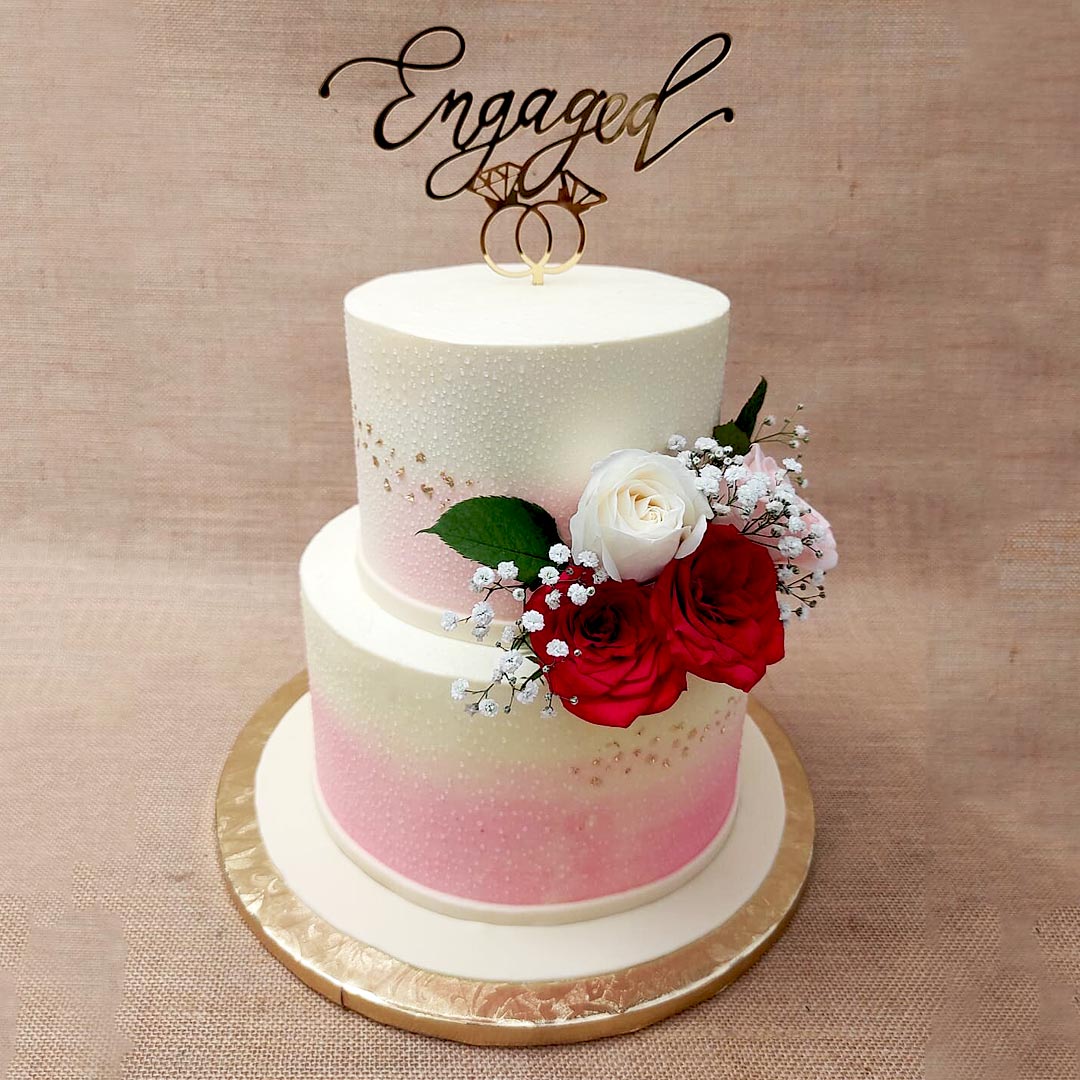 Elegant Engagement Cake | 2 Tier Engagement Cake | Order Custom ...