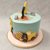 This diggers cake design would be ideal as a excavator birthday cake for kids, especially toddlers who take a fancy to the colourful shapes and sizes of construction vehicles.