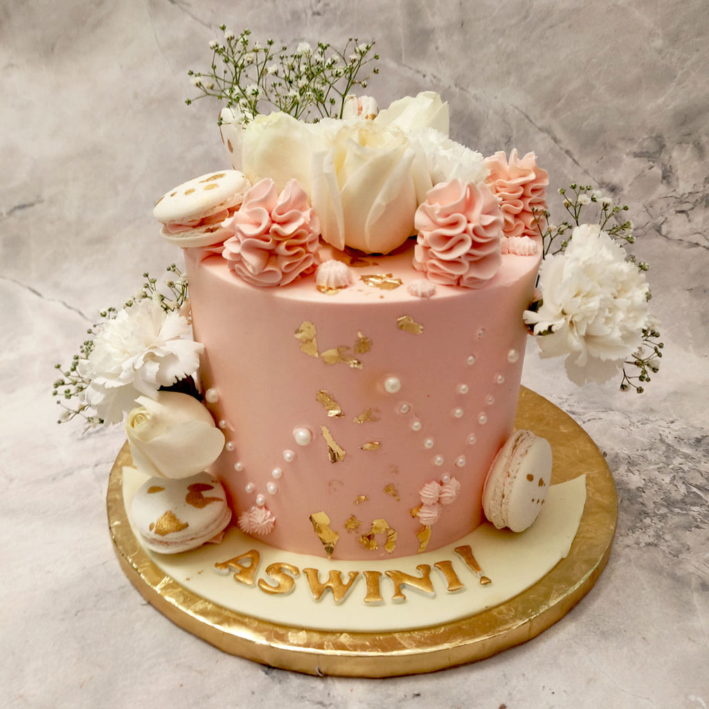 15th Wedding Anniversary Cake – Green and Pink cake | Gatsy Cakes