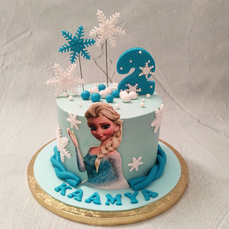  This Frozen Elsa cake design will ironically warm your hearts and please your palate. Here's an Elsa birthday cake for kids design that is sure to form core memories that'll be frozen in your little one's minds for a long time to come.