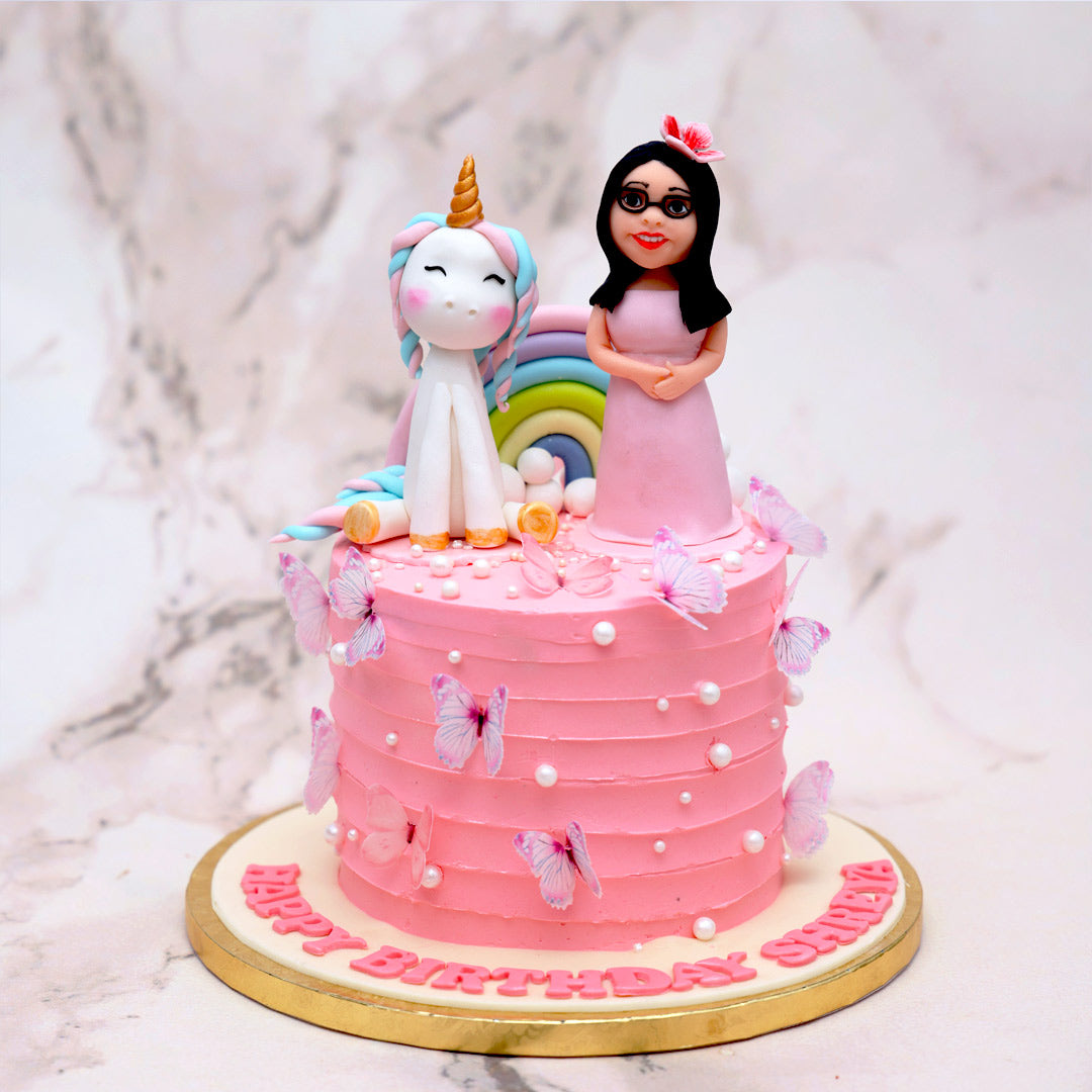 Girl With Unicorn Cake | Unicorn Butterfly Cake | Order Custom ...