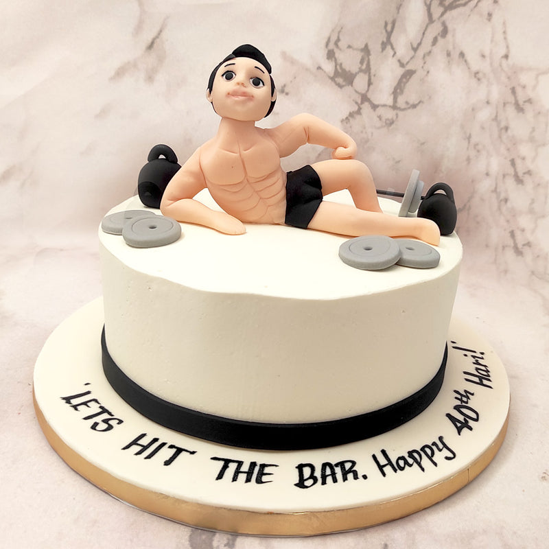 It's time for those gains to kick in and for you to treat yourself to this delicious, custom gym theme birthday cake. We know you've been working and working out really hard so this gym theme cake is your reward! 