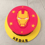 This Iron Man theme cake design comes in a smooth, red buttercream finish with yellow stars ornamenting all of it giving it a similar aesthetic to that of a comic book, aiming to capture the best of both the film and the comics. This yellow and red colour palette is in theme with the suit of Iron Man as is evident from the 3D Iron Man mask staring at you from on top of this Iron Man face cake.