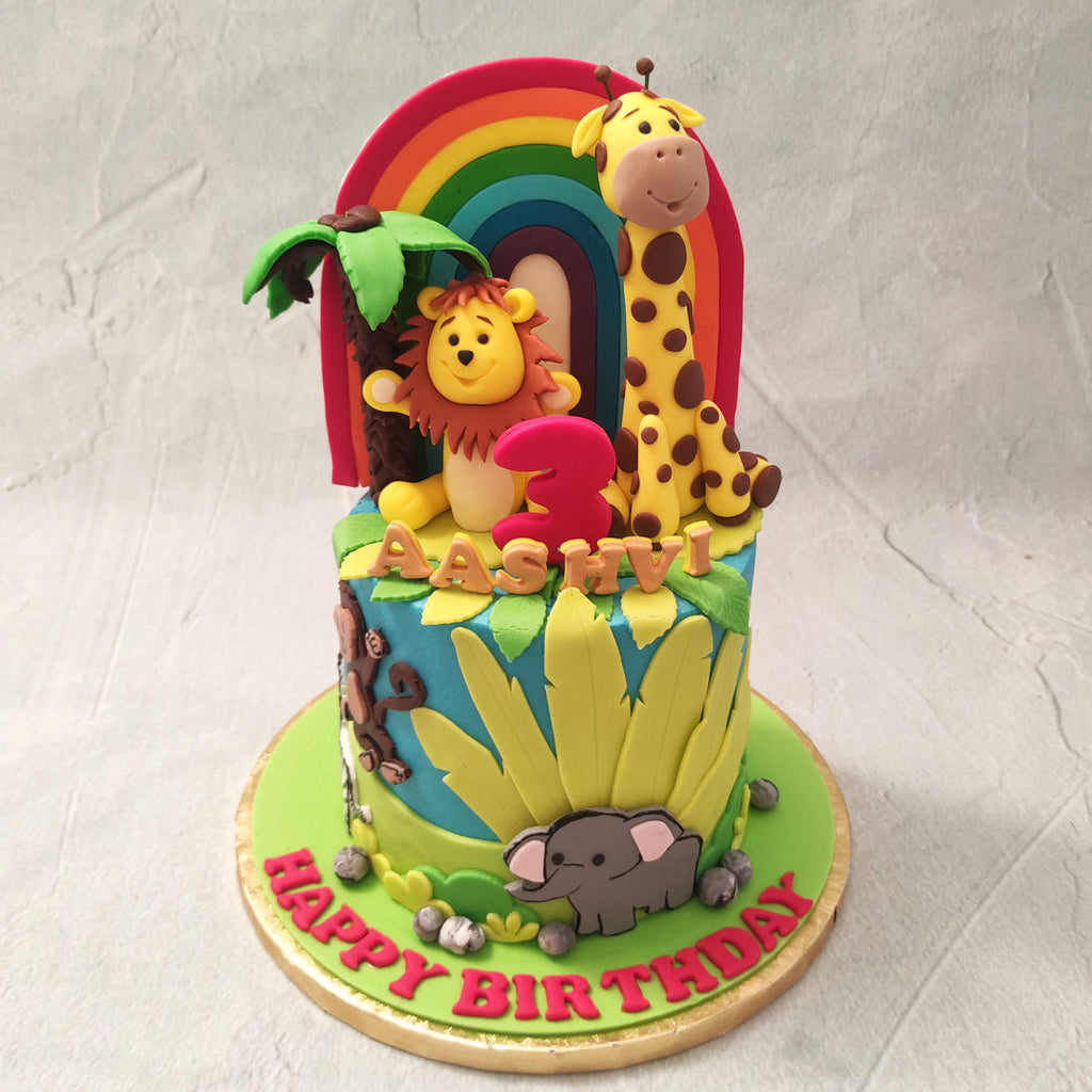 In the jungle, the mighty jungle this jungle animals cake would blend right in. We bring to you the best that Liliyum and nature has to offer in the form of this jungle themed birthday cake for kids.