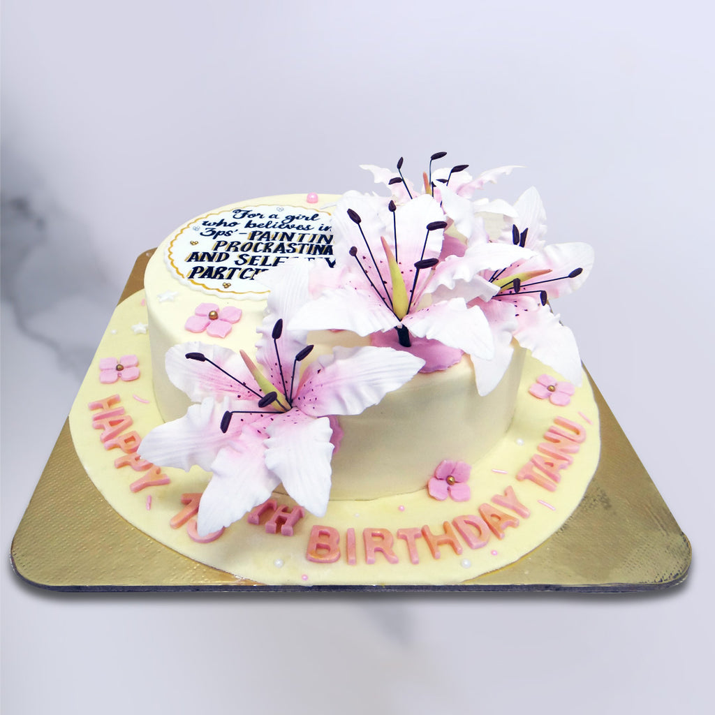 Lily Flower Birthday Cake For