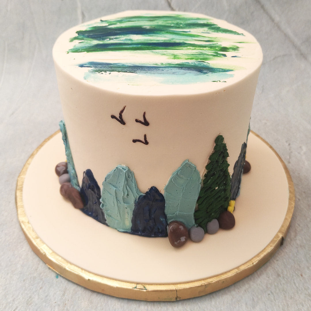 Northwest Tales Birthday Cake  Birthday Cakes  Mountain cake Nature cake  Creative cake decorating