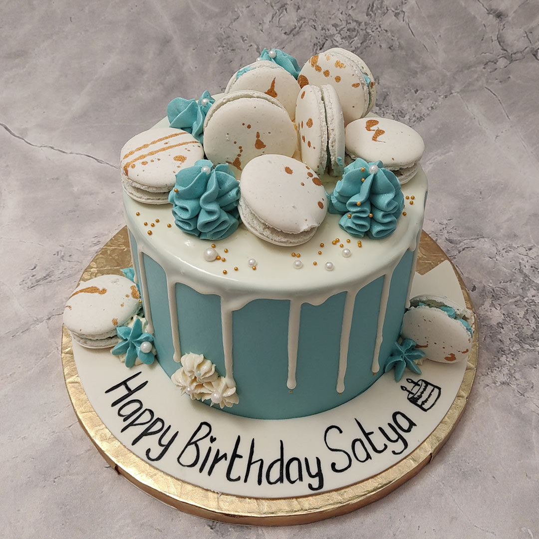 Pastel Blue Cake | Macaron Birthday Cake | Order Custom Cakes in ...