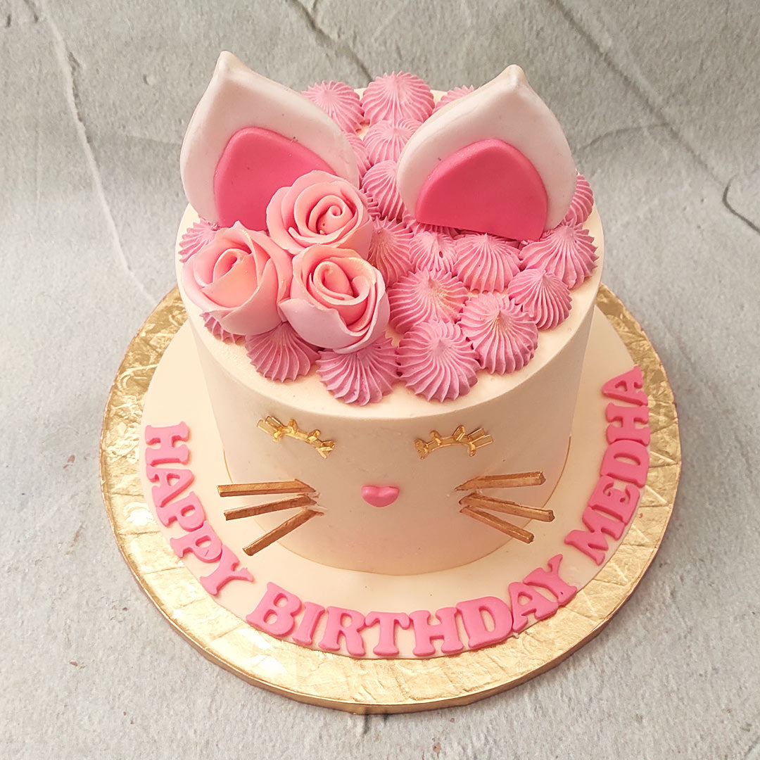 Pink Cat Cake | Cat Theme Cake | Order Custom Cakes in Bangalore ...
