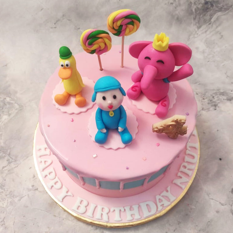 This Spanish series is filled with youthful vibrance, enthralling experiences and joy, the very same sentiments we've aimed to capture in the aesthetic of this Pocoyo theme birthday cake for kids. 