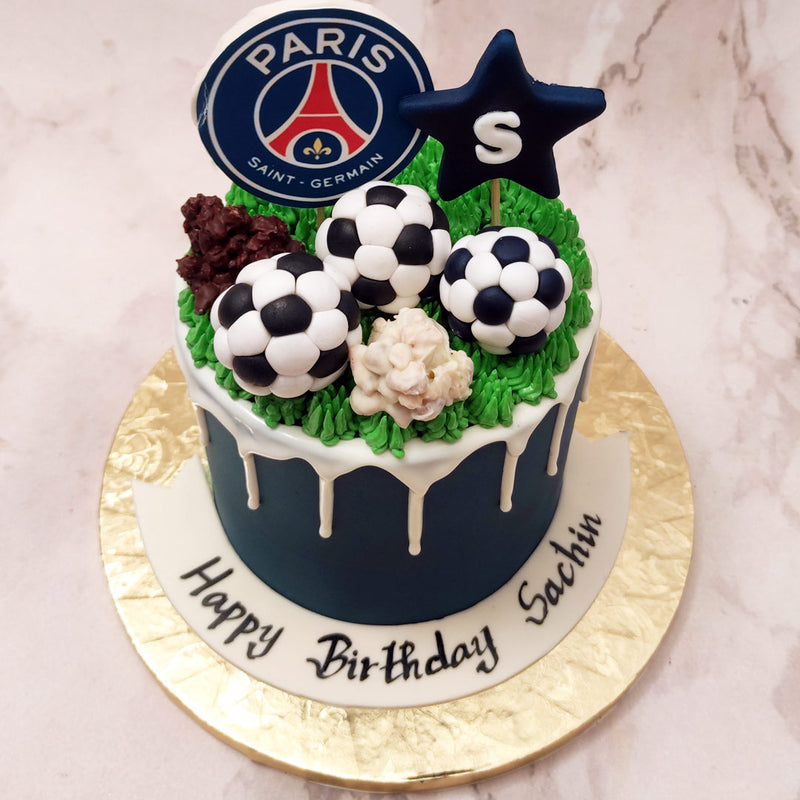  This PSG theme cake or Paris Saint Germain cake was inspired by the Paris Saint-Germain Football Club or PSG, France's most successful football club.