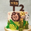 Find in the art on this Safari birthday cake for kids a way in which they can connect to nature and enjoy the more natural and simplistic things in life.  On top of this Safari animal cake is a signboard similar to ones you might spot at a zoo with the name of the birthday boy/girl displayed alongside their age. 
