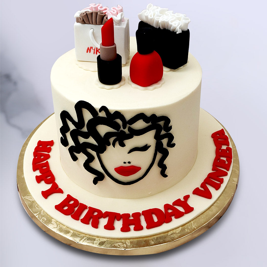 Lady Face Cake | female trendy birthday cake | Female makeup ...
