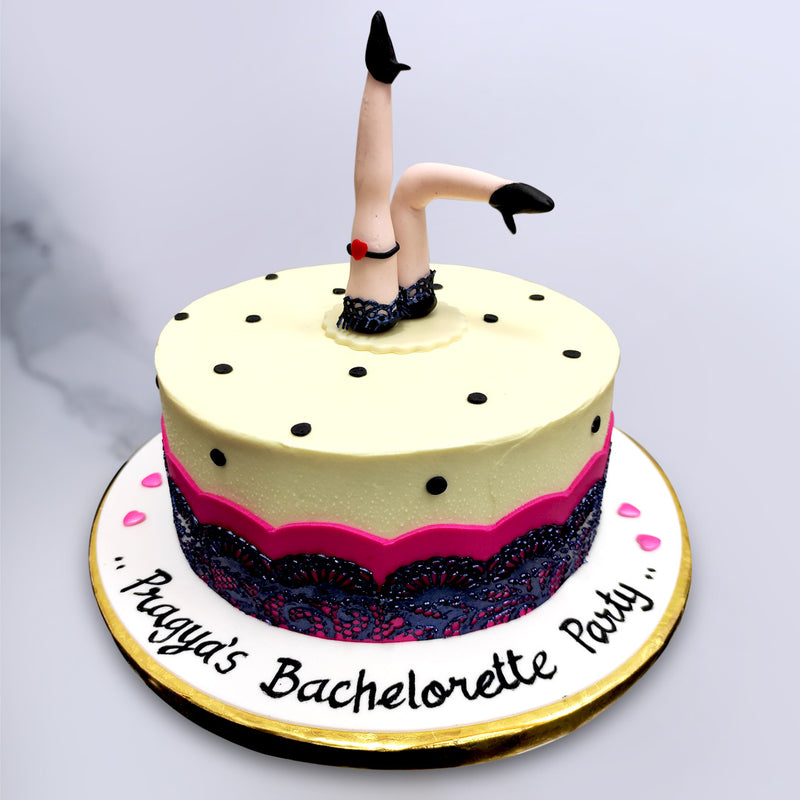 This bachelorette cake is the perfect way to celebrate one's last few days of being a single woman. So throw your feet up (like the ones on this spinster party cake), relax, have some fun and a slice of this delicious treat. 