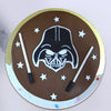 A chocolate cake with star wars theme on top of it. This star wars themed birthday cake is a perfect match for kids birthday cake 
