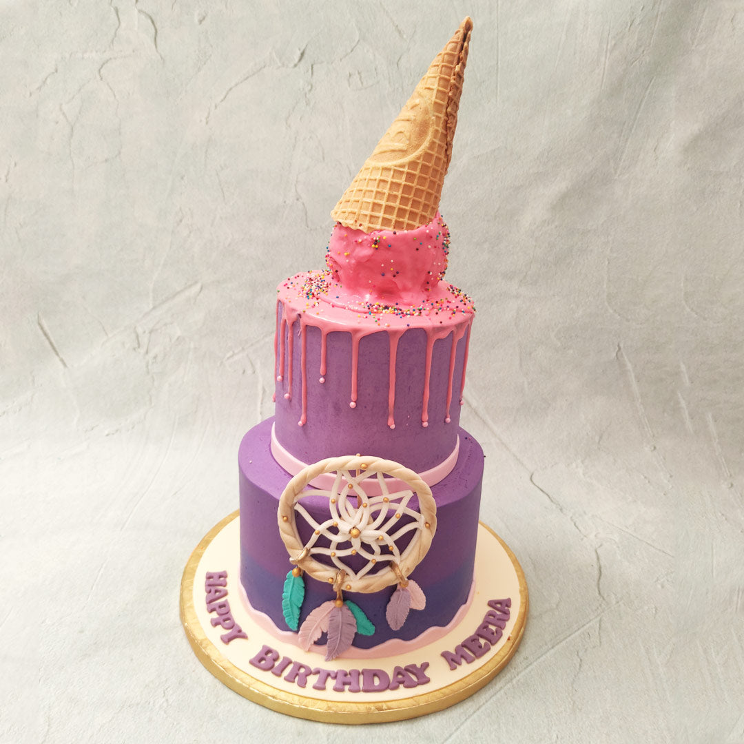 Two Tier Drip Ice Cream Cake | Drip Ice Cream Cake | Order Custom ...