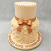  An inverted bouquet of buttercream, this white two tier rosette cake is a one-of-a-kind cake garden! 