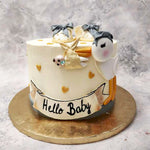 We present to you a Stork baby themed cake. What exactly does that mean? It's a cake that represents the story of how storks deliver babies to their parents' doorsteps and this stork baby cake in particular will have your spirits soaring just as high in the sky.