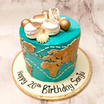 We present to you the world on a platter in the form of this world map theme cake. This world map cake design is unique in its statement that sometimes what's better than having all the cake in the world is having all the world in a cake.